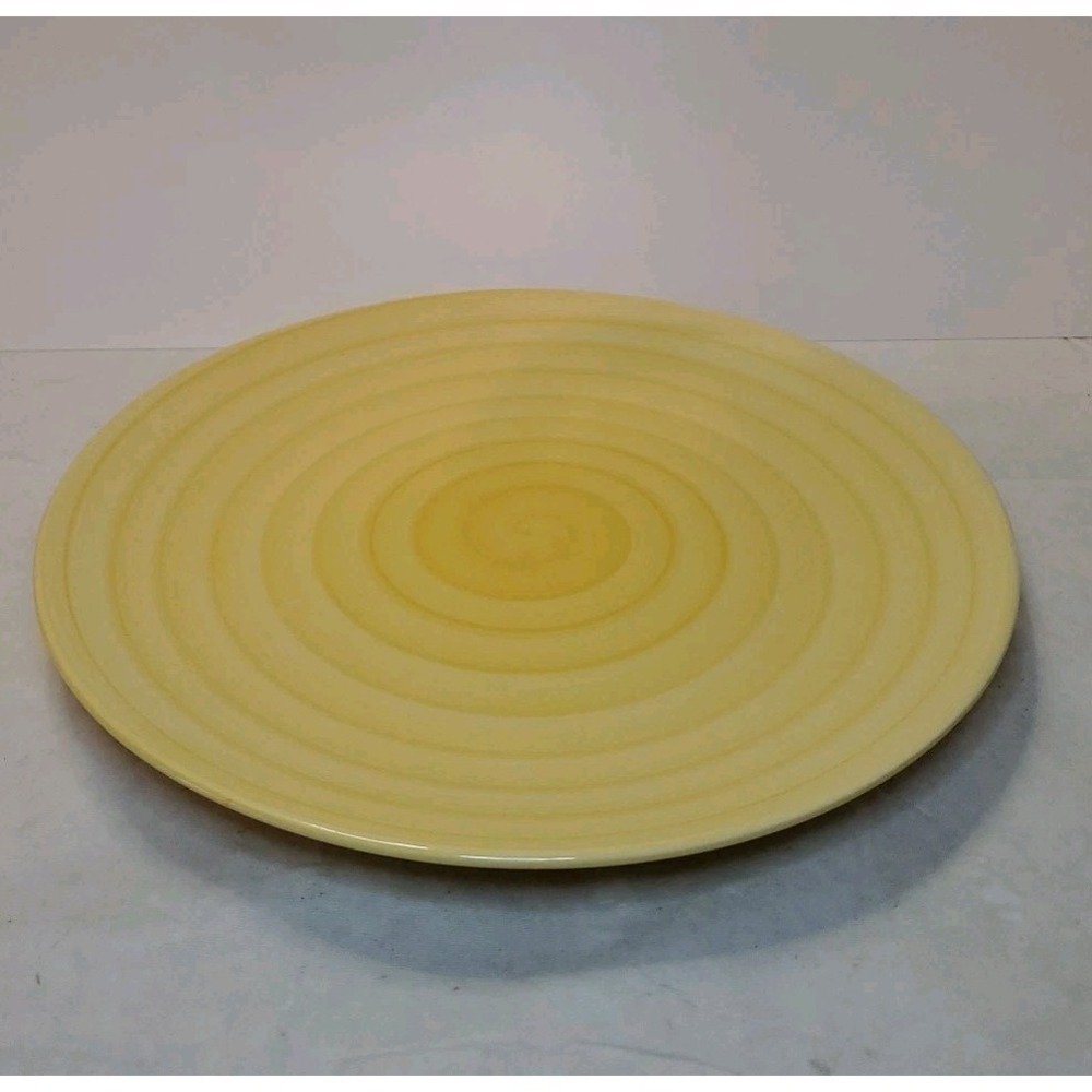 Swirl Hand Painted Collection Stoneware Yellow Pattern Dinner Plate ~10-5/8"
